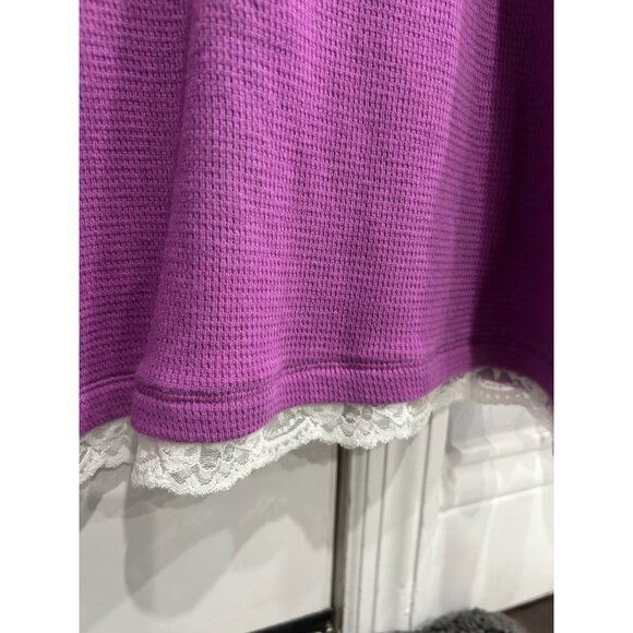 Faded Glory Womens Purple Long-Sleeve Top Lace Trim Size 16W Cotton - Picture 5 of 10